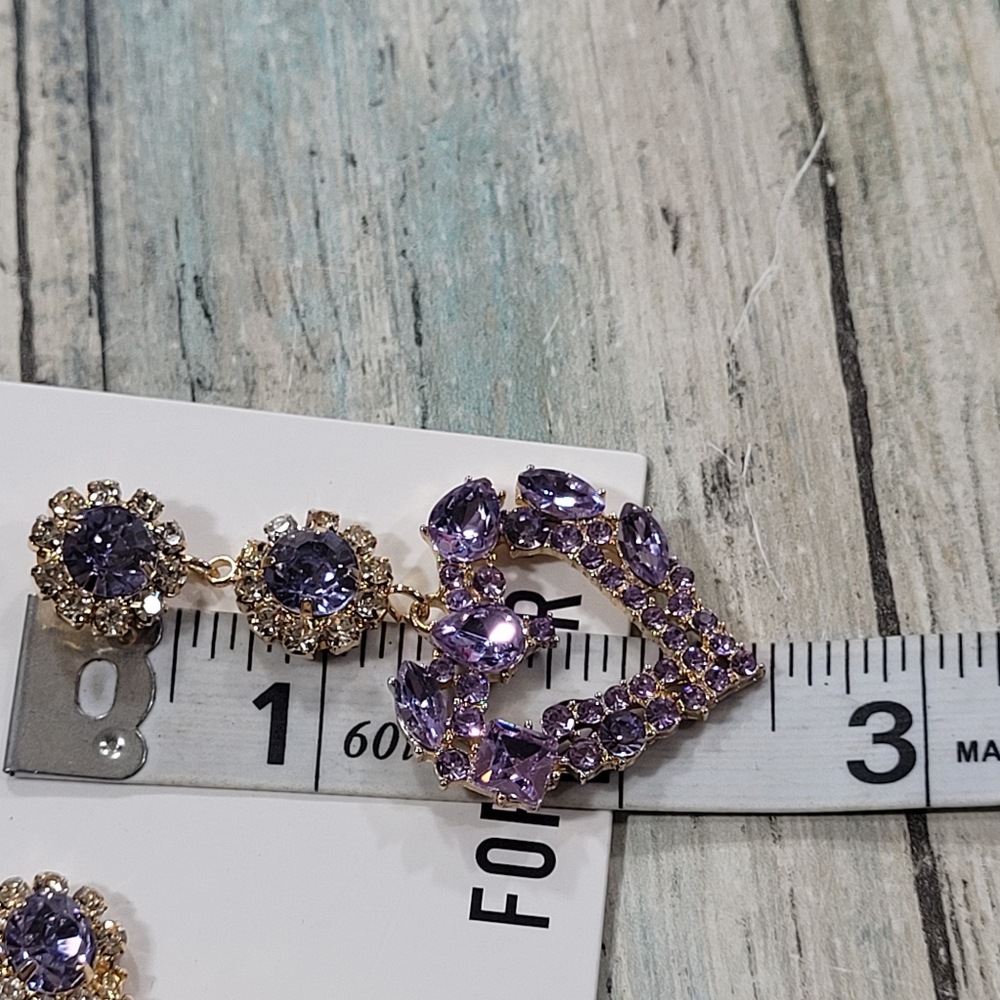 Forever 21 Purple and Gold Ornate Earrings - Picture 4 of 5